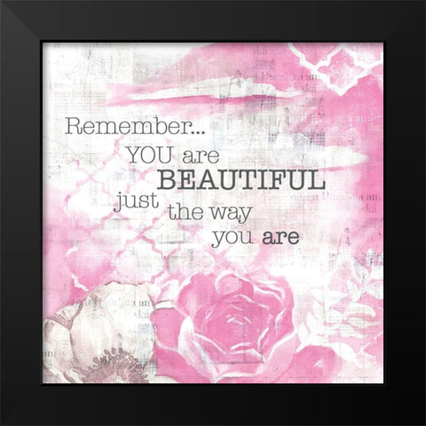 Textured  Sentiment pink I Black Modern Wood Framed Art Print by Lee C