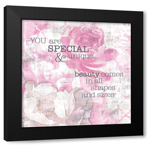 Textured  Sentiment pink II Black Modern Wood Framed Art Print with Double Matting by Lee C