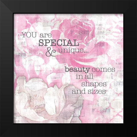 Textured  Sentiment pink II Black Modern Wood Framed Art Print by Lee C