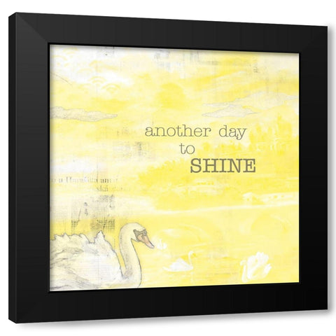 Textured  Sentiment yellow I Black Modern Wood Framed Art Print with Double Matting by Lee C