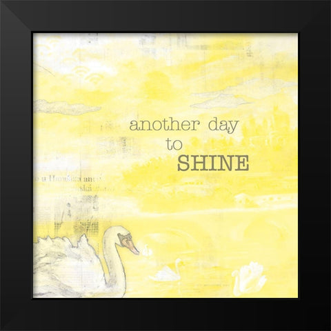 Textured  Sentiment yellow I Black Modern Wood Framed Art Print by Lee C