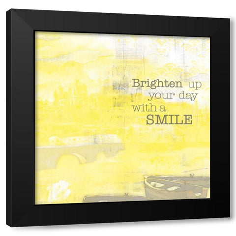 Textured  Sentiment yellow II Black Modern Wood Framed Art Print with Double Matting by Lee C