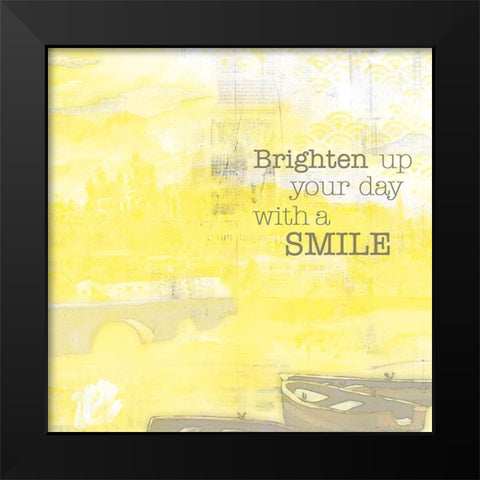 Textured  Sentiment yellow II Black Modern Wood Framed Art Print by Lee C