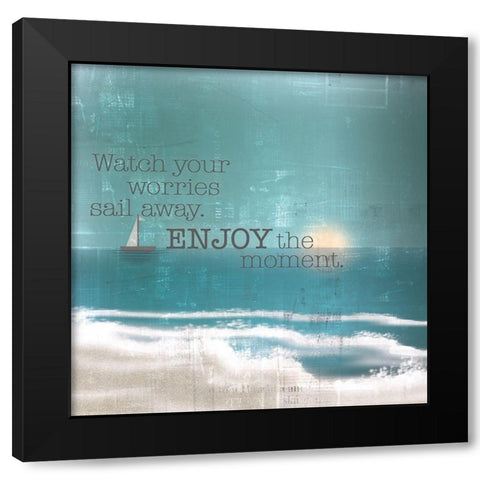 Textured  Sentiment beach II Black Modern Wood Framed Art Print by Lee C