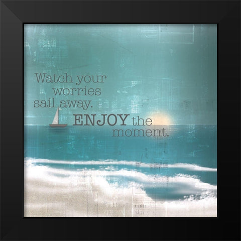 Textured  Sentiment beach II Black Modern Wood Framed Art Print by Lee C