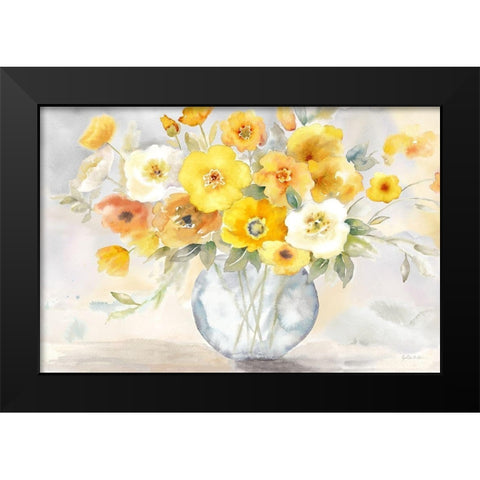 Bright Poppies  Vase yellow gray Black Modern Wood Framed Art Print by Coulter, Cynthia