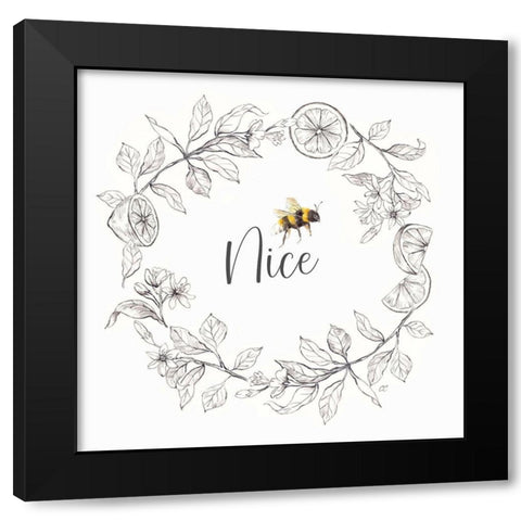 Bee  Sentiment Wreath III-Nice Black Modern Wood Framed Art Print by Coulter, Cynthia