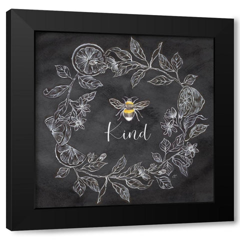 Bee  Sentiment Wreath black II-Kind Black Modern Wood Framed Art Print with Double Matting by Coulter, Cynthia