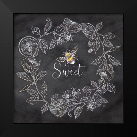 Bee  Sentiment Wreath black IV-Sweet Black Modern Wood Framed Art Print by Coulter, Cynthia