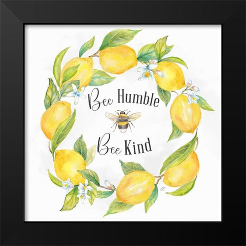 Lemons  And Bees Sentiment I Black Modern Wood Framed Art Print by Coulter, Cynthia