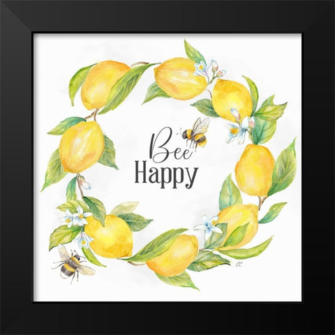 Lemons  And Bees Sentiment II Black Modern Wood Framed Art Print by Coulter, Cynthia