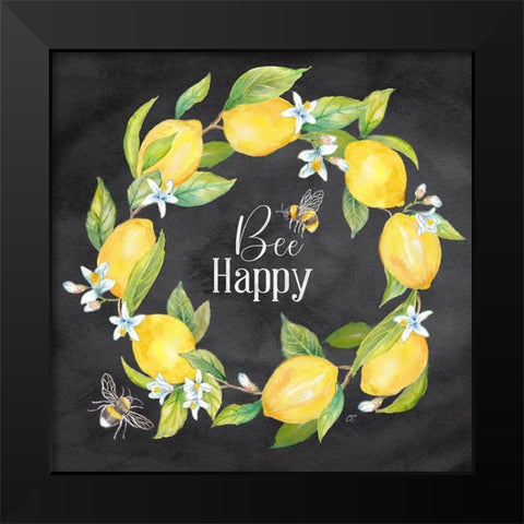 Lemons  And Bees Sentiment black II Black Modern Wood Framed Art Print by Coulter, Cynthia