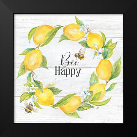 Lemons  And Bees Sentiment woodgrain II Black Modern Wood Framed Art Print by Coulter, Cynthia