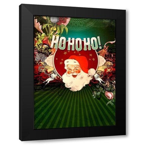Colorful Christmas IV-HoHoHo Black Modern Wood Framed Art Print with Double Matting by Duirwaigh