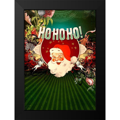 Colorful Christmas IV-HoHoHo Black Modern Wood Framed Art Print by Duirwaigh