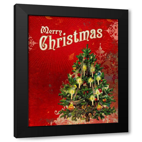 Colorful Christmas V-Merry Christmas Black Modern Wood Framed Art Print by Duirwaigh