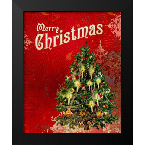 Colorful Christmas V-Merry Christmas Black Modern Wood Framed Art Print by Duirwaigh