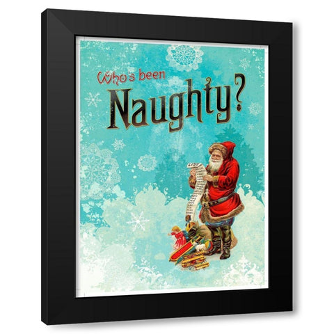 Colorful Christmas VI-Naughty Black Modern Wood Framed Art Print by Duirwaigh