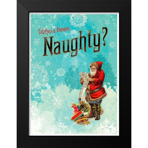 Colorful Christmas VI-Naughty Black Modern Wood Framed Art Print by Duirwaigh