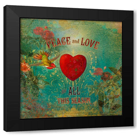 Colorful Christmas VII-Peace and Love Black Modern Wood Framed Art Print with Double Matting by Duirwaigh