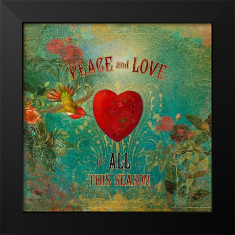 Colorful Christmas VII-Peace and Love Black Modern Wood Framed Art Print by Duirwaigh