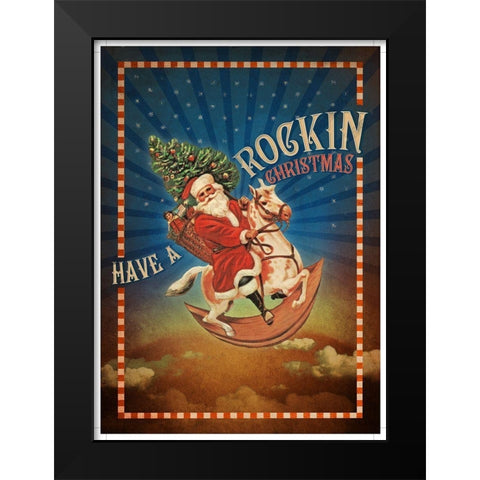 Colorful Christmas IX-Rockin Black Modern Wood Framed Art Print by Duirwaigh