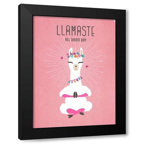 Living  Out Loud VII-Llamaste Black Modern Wood Framed Art Print with Double Matting by Duirwaigh