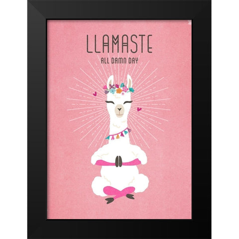 Living  Out Loud VII-Llamaste Black Modern Wood Framed Art Print by Duirwaigh