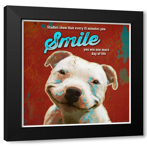 Pet  Sentiment I-Smile Black Modern Wood Framed Art Print by Duirwaigh