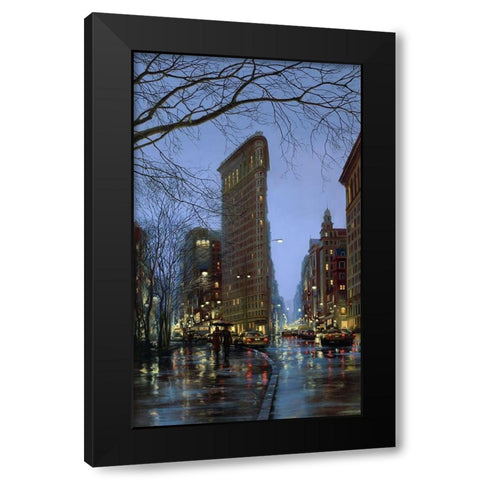 Flatiron  Rain Black Modern Wood Framed Art Print with Double Matting by Lushpin, E.