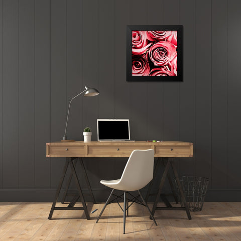 Moonlight  And Roses Black Modern Wood Framed Art Print by Manelis, Jessica