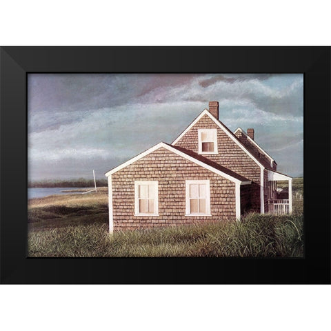 Crooked  House Black Modern Wood Framed Art Print by Mielko, Tom