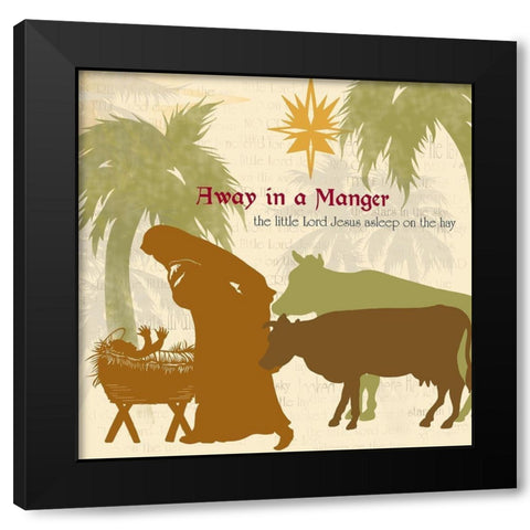 Away in a Manger Black Modern Wood Framed Art Print with Double Matting by Sowell, Sharyn