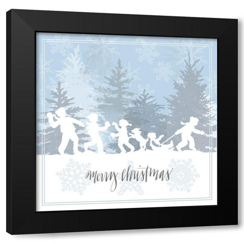 Winter Parade Merry Black Modern Wood Framed Art Print by Sowell, Sharyn