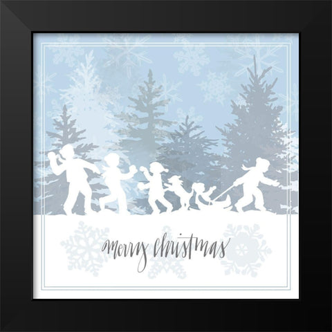 Winter Parade Merry Black Modern Wood Framed Art Print by Sowell, Sharyn
