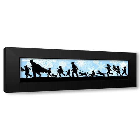 Winter Parade with Snowflakes banner Black Modern Wood Framed Art Print with Double Matting by Sowell, Sharyn