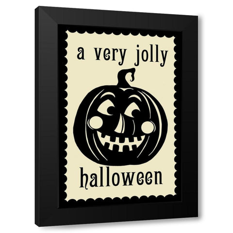 Jolly Halloween Pumpkin Black Modern Wood Framed Art Print by Sowell, Sharyn