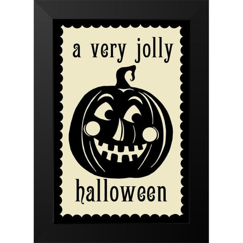 Jolly Halloween Pumpkin Black Modern Wood Framed Art Print by Sowell, Sharyn