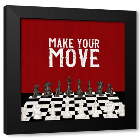 Rather  be Playing Chess red IV-Your Move Black Modern Wood Framed Art Print by Reed, Tara