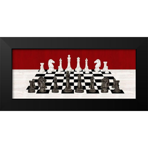 Rather  be Playing Chess board panel Black Modern Wood Framed Art Print by Reed, Tara