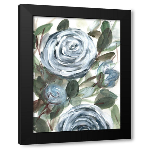 Farmhouse  Rose Blue II Black Modern Wood Framed Art Print with Double Matting by Chapman, Marcy