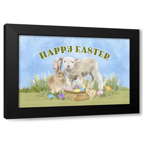 Farmhouse  Easter Sentiment landscape-Happy Easter Black Modern Wood Framed Art Print with Double Matting by Reed, Tara