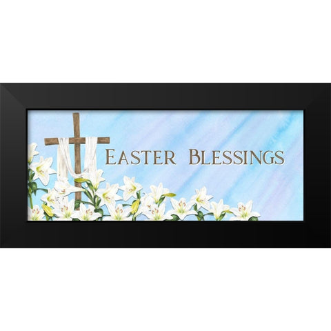 He  is Risen panel I-Easter Blessings Black Modern Wood Framed Art Print by Reed, Tara