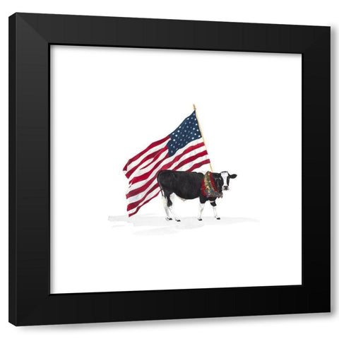 All  American Farmhouse on white II Black Modern Wood Framed Art Print by Reed, Tara