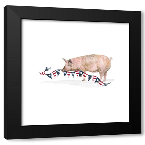 All  American Farmhouse on white V Black Modern Wood Framed Art Print by Reed, Tara