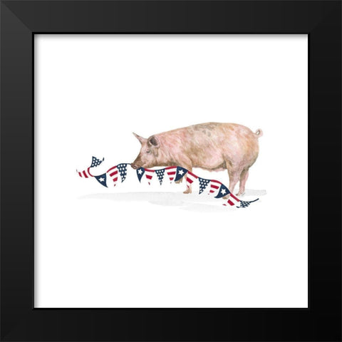 All  American Farmhouse on white V Black Modern Wood Framed Art Print by Reed, Tara