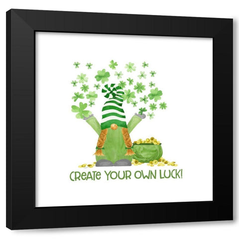 Luck  of the Gnomes IV-Create your Luck Black Modern Wood Framed Art Print with Double Matting by Reed, Tara