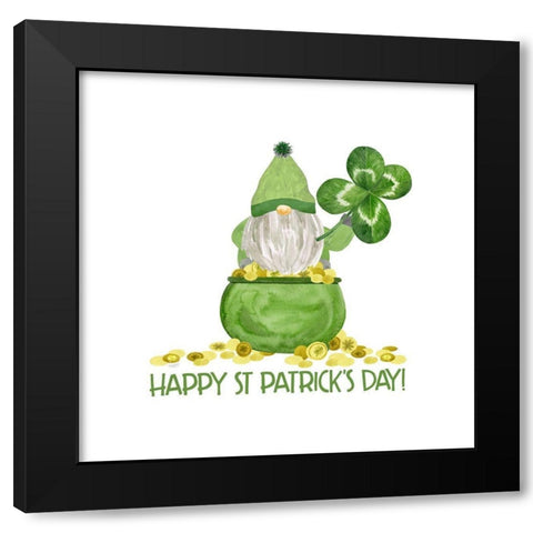 Luck  of the Gnomes VI-Happy St Patricks Black Modern Wood Framed Art Print by Reed, Tara