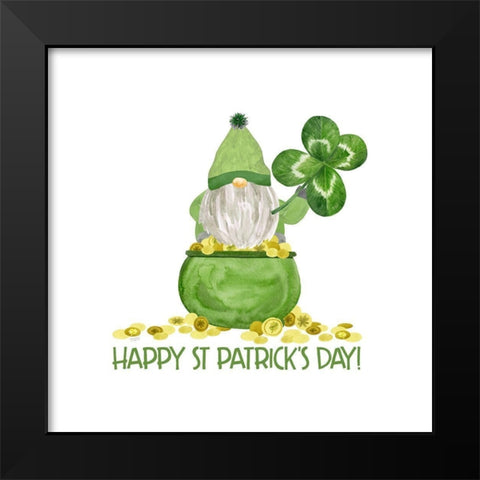 Luck  of the Gnomes VI-Happy St Patricks Black Modern Wood Framed Art Print by Reed, Tara