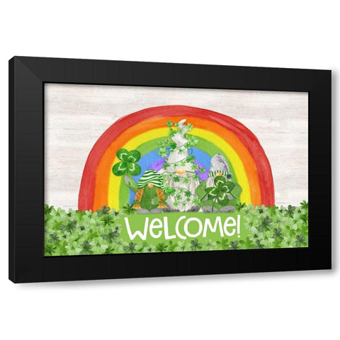Luck  of the Gnomes landscape-Welcome Black Modern Wood Framed Art Print by Reed, Tara